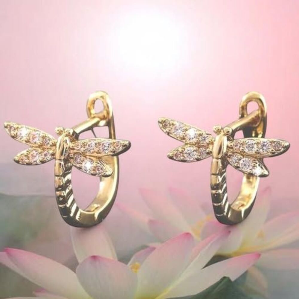 2000s style dragonfly hoop earrings
